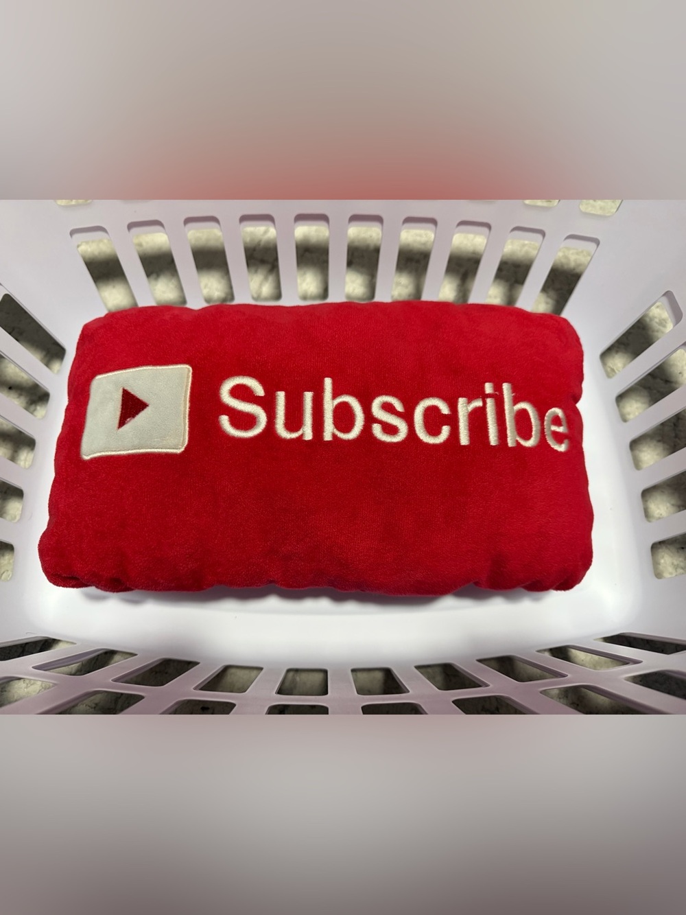 Red "Subscribe" Plush Throw Pillow - Soft Accent Cushion